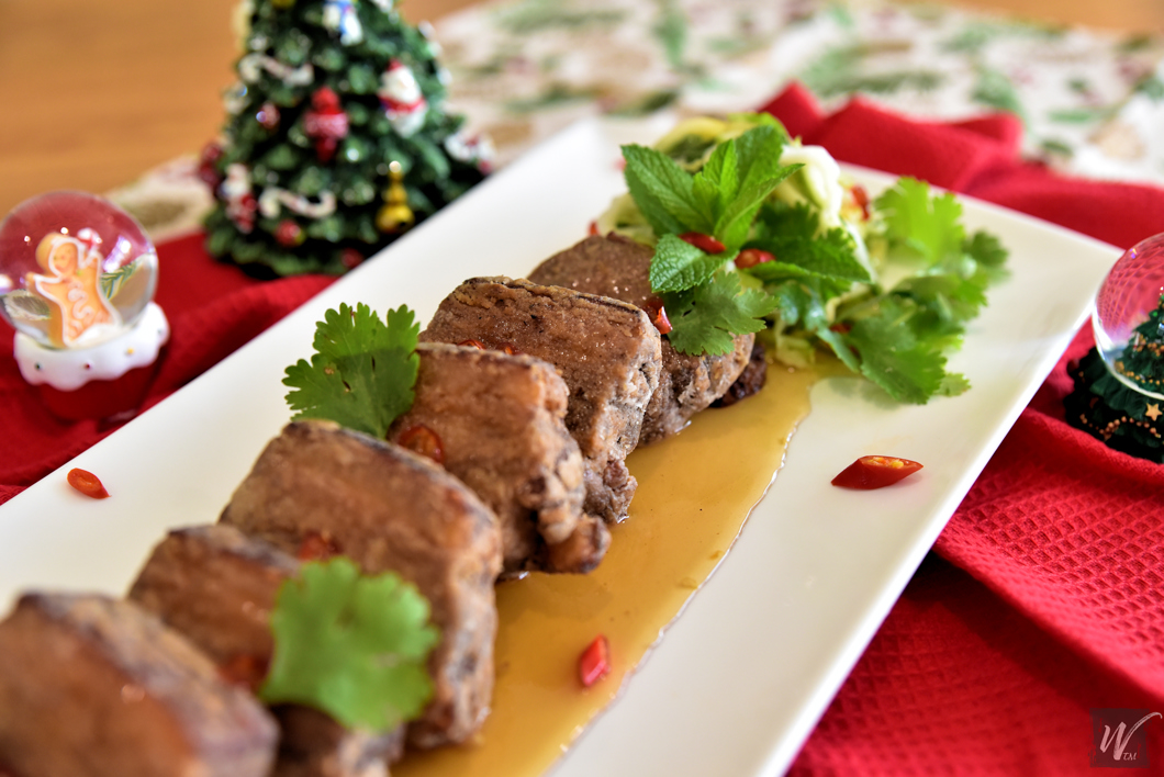 Pork Belly with Caramelized Chilli with Apple Slaw